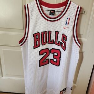Chicago Bulls Michael Jordan's #23 Nike White and Red Bulls Jersey
